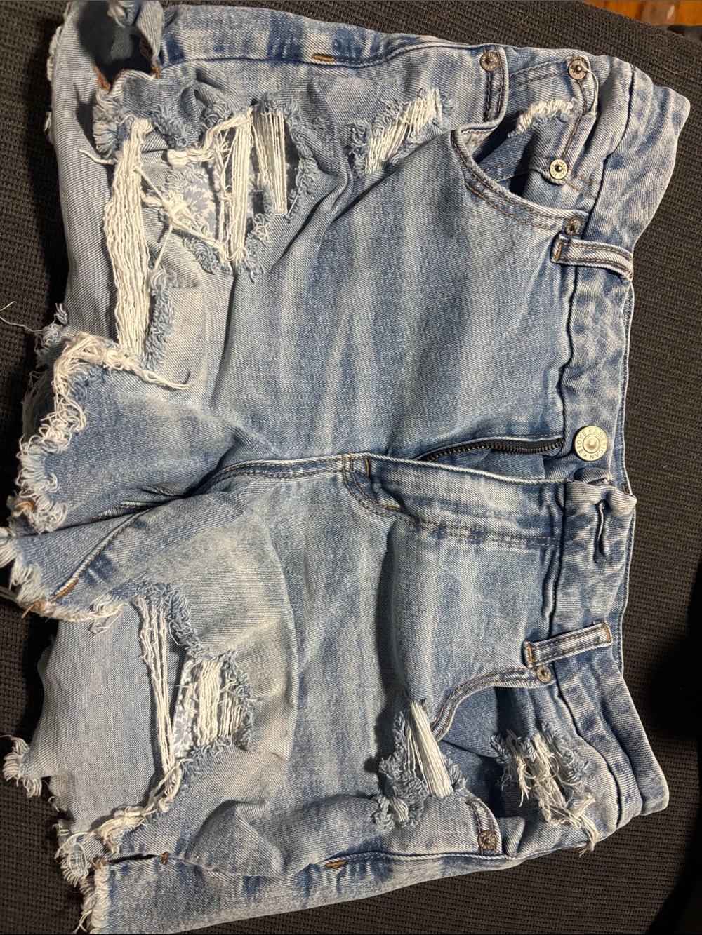 American Eagle Outfitters Light Blue Distressed Denim Cutoff Shorts